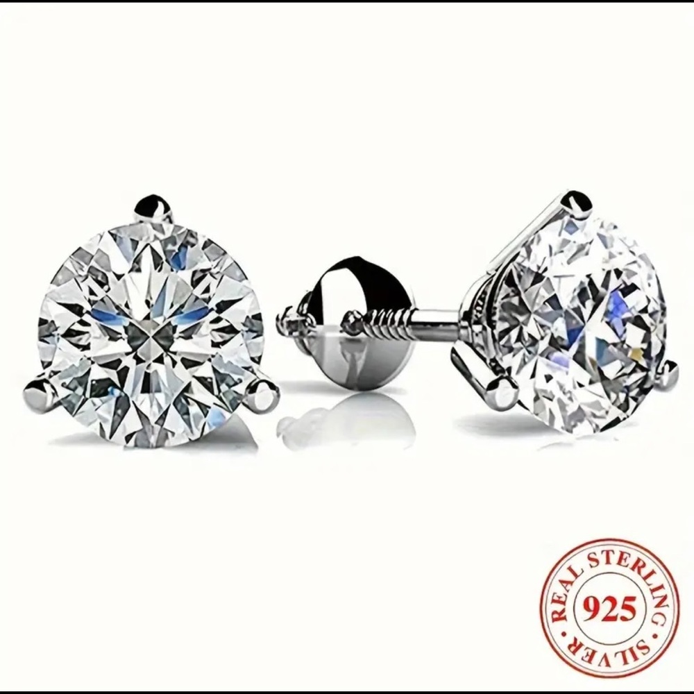 NWOT - Dazzling Sterling Silver Round Cubic Crystal Earrings